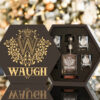WAUGH Whisky Decanter set (Wooden box + Decanter + 4 Glasses + 4 Coasters)