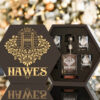HAWES Whisky Decanter set (Wooden box + Decanter + 4 Glasses + 4 Coasters)