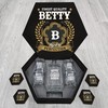 BETTY Finest Quality Aged to Perfection - Personalized Whiskey Decanter and Glasses with Wooden Box