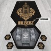 HALBERT Name - Personalized Whiskey Decanter Set And Glasses with Wooden Gift Box