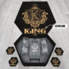 KING Name - Personalized Whiskey Decanter Set And Glasses with Wooden Gift Box - W1