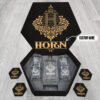 HORN Name - Personalized Whiskey Decanter Set And Glasses with Wooden Gift Box - W1