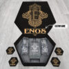 ENOS Name - Personalized Whiskey Decanter Set And Glasses with Wooden Gift Box - W1