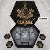CLARKE Name - Personalized Whiskey Decanter Set And Glasses with Wooden Gift Box - W1